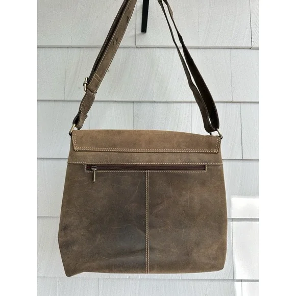 Gianni Conti Italian Leather Messenger Bag, Dark Brown, Fits Devices Up to 12" - Picture 5 of 8